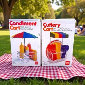 Vintage 1980's CASE Condiment & Cutlery Cart NEW in Box Picnic Model #3101, 3102